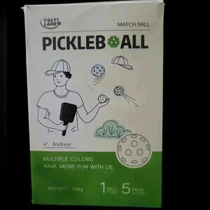 Pack of 5 Blue Indoor Pickleballs and 1 ball picker